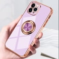 thumbnail image 5 of Compatible with Rose Gold iPhone 13 Pro Max Case for Women Girls Kickstand Ring Holder 360 Rotation Ring Glitter Plating Edge Work with Magnetic Mount Car Luxury Girly Slim TPU Case Purple, 5 of 17
