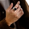 thumbnail image 5 of PAMTIER Men's Stainless Steel Silver Plated Ring with Square Black Gem Stone Size 14, 5 of 6