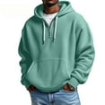 thumbnail image 2 of Huankd Oversized Hoodie Men Waffle Knit Quarter Zip Long Sleeve Casual Drop Shoulder Hooded Pullover Sweatshirt Pocket Mint Green M, 2 of 4