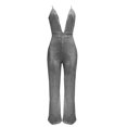 thumbnail image 5 of JFGHDG Sequin Jumpsuits for Women Womens Jumpers Dressy Sparkly Romper Sequin Romper for Women Party Night Rhinestone Jumpsuit Bell Bottom Jumpsuit for Women Party Rompers for Women Gray S, 5 of 6
