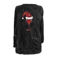 thumbnail image 4 of Pisexur Fuzzy Chandails de Noël pour Femmes Doublés en Molleton à Manches Longues à Col Rond Chandail d'Hiver Chaud Imprimé Verres de Vin Rouge Chandail de Noël à Enfiler Hauts avec Poches, 4 of 4