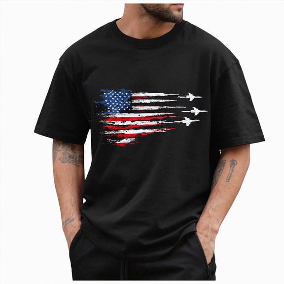UAYOTSE Men American Flag Patriotic Eagle T Shirt 4th of July Skull Round Neck Short Sleeve,Sizes XXL