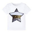 thumbnail image 4 of Ropa Para Bebé (Niño O Niña), Atuendo Para Niño Pequeño, Moda De Algodón, Decoloración Divertida, Patrón De Lentejuelas De Estrella Abatible, Camiseta Blanca Odeerbi LM103-3722, 4 of 9