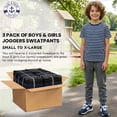 thumbnail image 2 of Yacht & Smith 3 Pack of Boys Jogger Bulk Sweatpants, Black Navy Gray, Comfy Lounge Joggers for Kids, 2 of 7