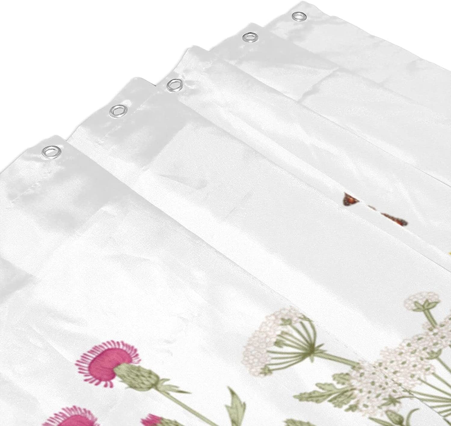 Floral Shower Curtain, Wildflower Botanical Waterproof Fabric