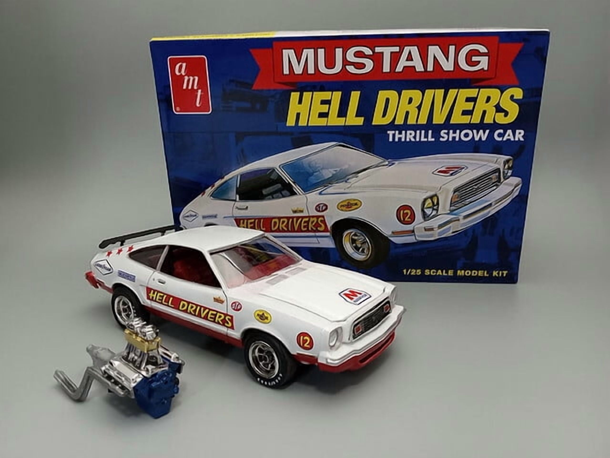 Skill 2 Model Kit 1977 Ford Mustang "Hell Drivers" Thrill Show Car 1/25 Scale Model by AMT