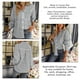 thumbnail image 5 of Blusa a rayas con botones y bolsillo con cuello en V y manga larga para mujer para uso diario Negro M, 5 of 6