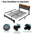 thumbnail image 5 of Meteorleg Full Size Bed Frame with Storage Headboard & Charging Station,Platform Metal Bed Frame with RGB Lights,No Box Spring Needed, Grey, 5 of 9