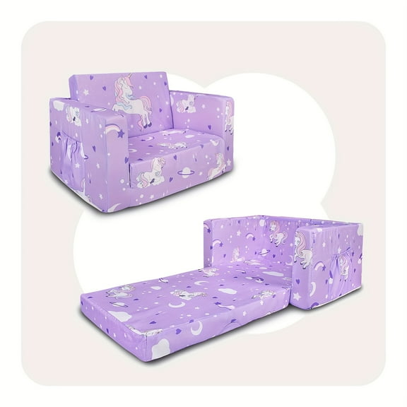 Kids Couch: Super Soft Sofa, Fold Out For Girls And Boys Flip Out Convertible Lounge Chair