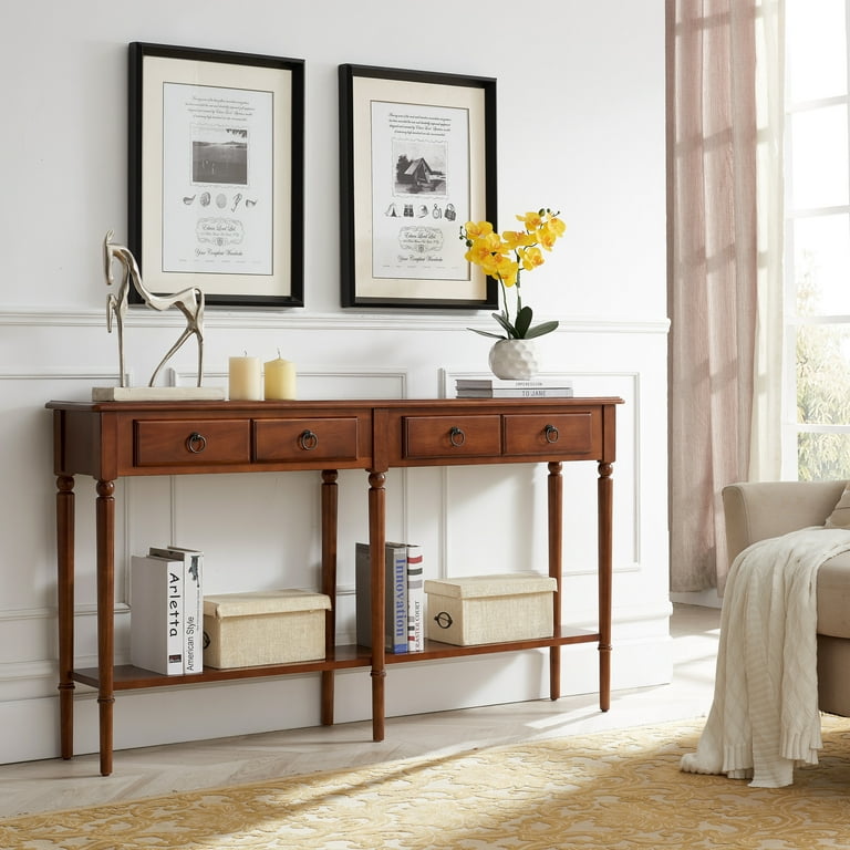 Leick Home Coastal Notions Solid Wood Console Table with Shelf