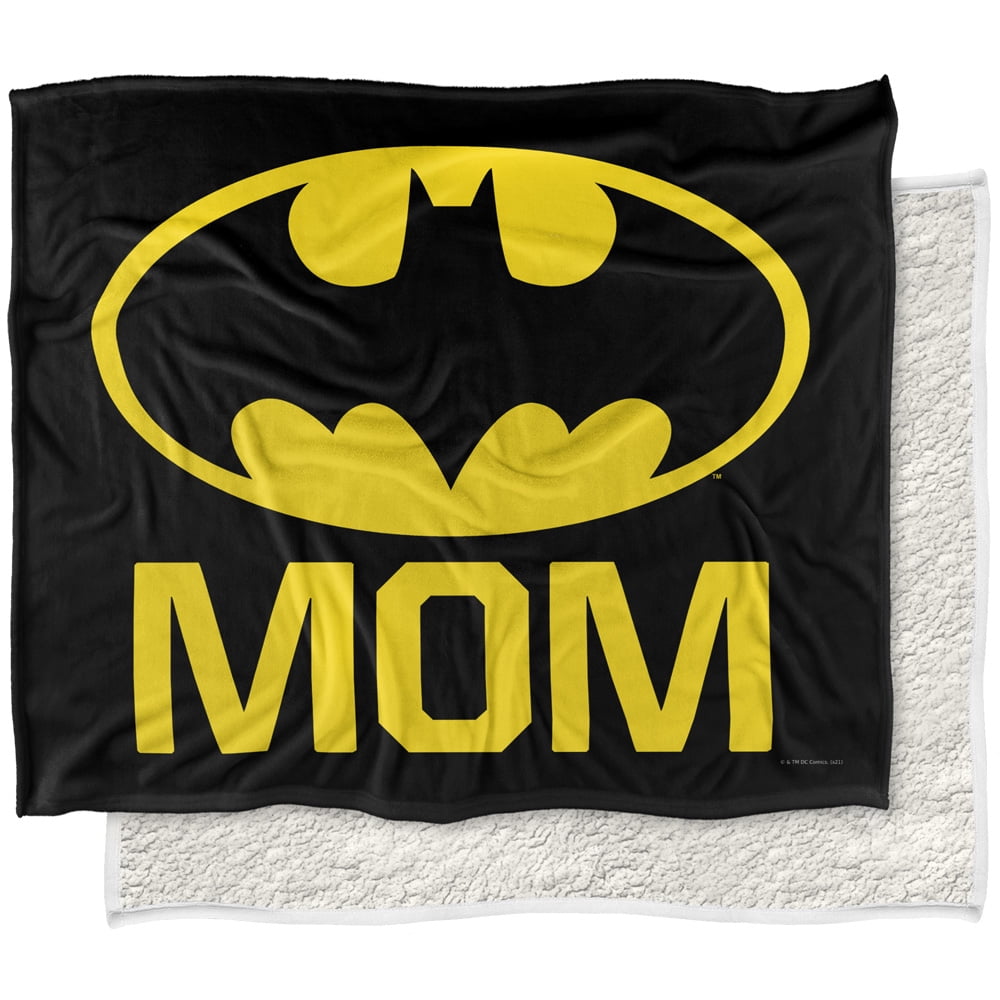 Batman Blanket, 50"x60", Bat Mom Silky Touch Sherpa Back Super Soft