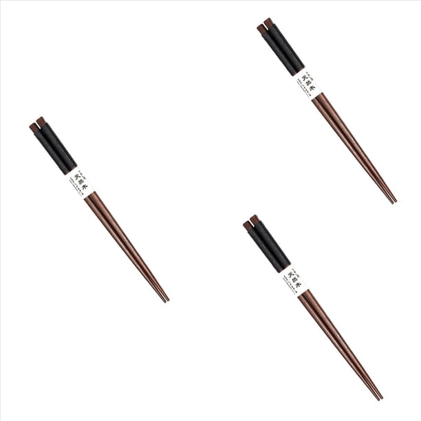 3 Pares Palillos de Madera Natural Japonesa Vajilla de Cocina Paquete Valioso Negro