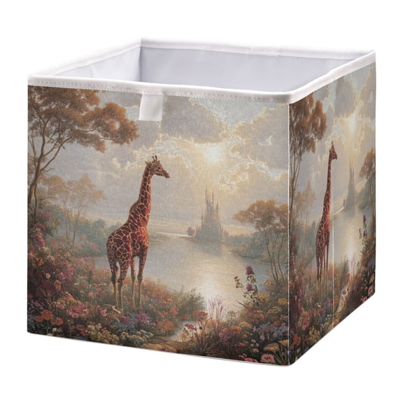 Foldable Fabric Storage Bin Home Cubes Clothing Organizer Bins Large Collapsible Box Basket for Home Organizer Oil Painting Of Giraffe