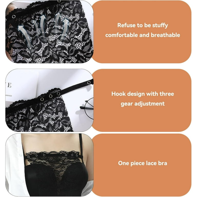 3PCS Modesty Panels for Low Cut Tops, Top Lace Insert for Low Cut Tops  Cleavage Cover Up for dresses, Clip-On Mock Camisole Bra Inserts Lace  Modesty Panel Vest for Women's Privacy -