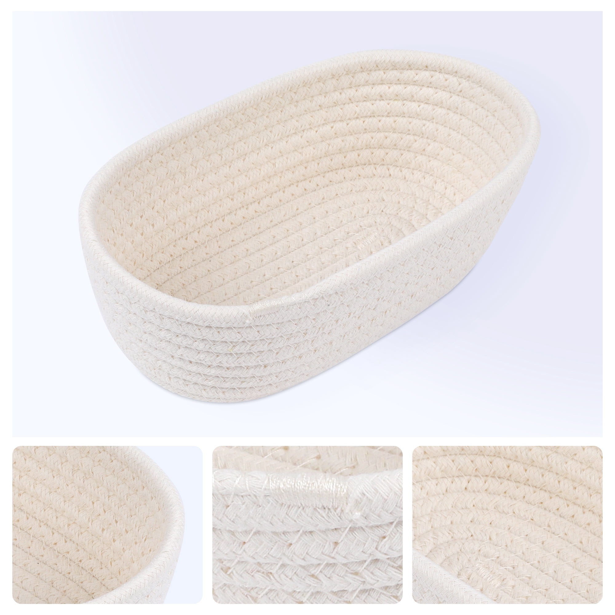 Unique Bargains 3Pcs Storage Basket for Key Tray Bowl Beige 9.1*5.1*2.8in