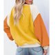 thumbnail image 4 of Sudadera de lana borrosa con cuello redondo para mujer, informal, de moda, manga larga abombada, Color Block, Tops, amarillo, XXL, 4 of 6