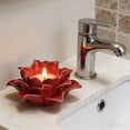 thumbnail image 6 of FYHALE Hand-Sculpted Ceramic Candle Holder for Home Decor, Candlelight Dinners, Festive Table Centerpiece, Romantic Ambient Lighting, Flower-Inspired Decorative Accent, Red, 6 of 6
