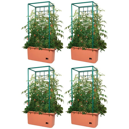 4 HYDROFARM GCTR 10 Gallon Self Watering Tomato Trellis Garden Systems on