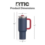 RTIC 40 oz Ceramic Lined Road Trip Tumbler with Handle and Leak-Resistant Straw Lid, Patriot
