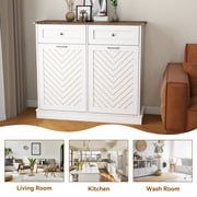 FULLWATT Dual Compartment Cabinet Trash Can, White