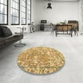 thumbnail image 4 of Ahgly Company Machine Washable Indoor Square Contemporary Chrome Gold Yellow Area Rugs, 3' Square, 4 of 7