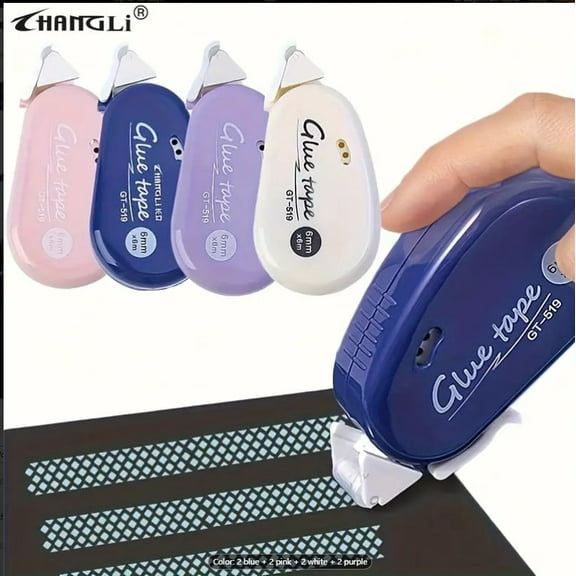 4-pack Double Sided Tape Rollerwith Dust Protection, 6mm X 236inch Width, Suitable for DIY Scrapbooks, Stickers, Photo Albums And Handicrafts. Student Supplies, Office Supplies
