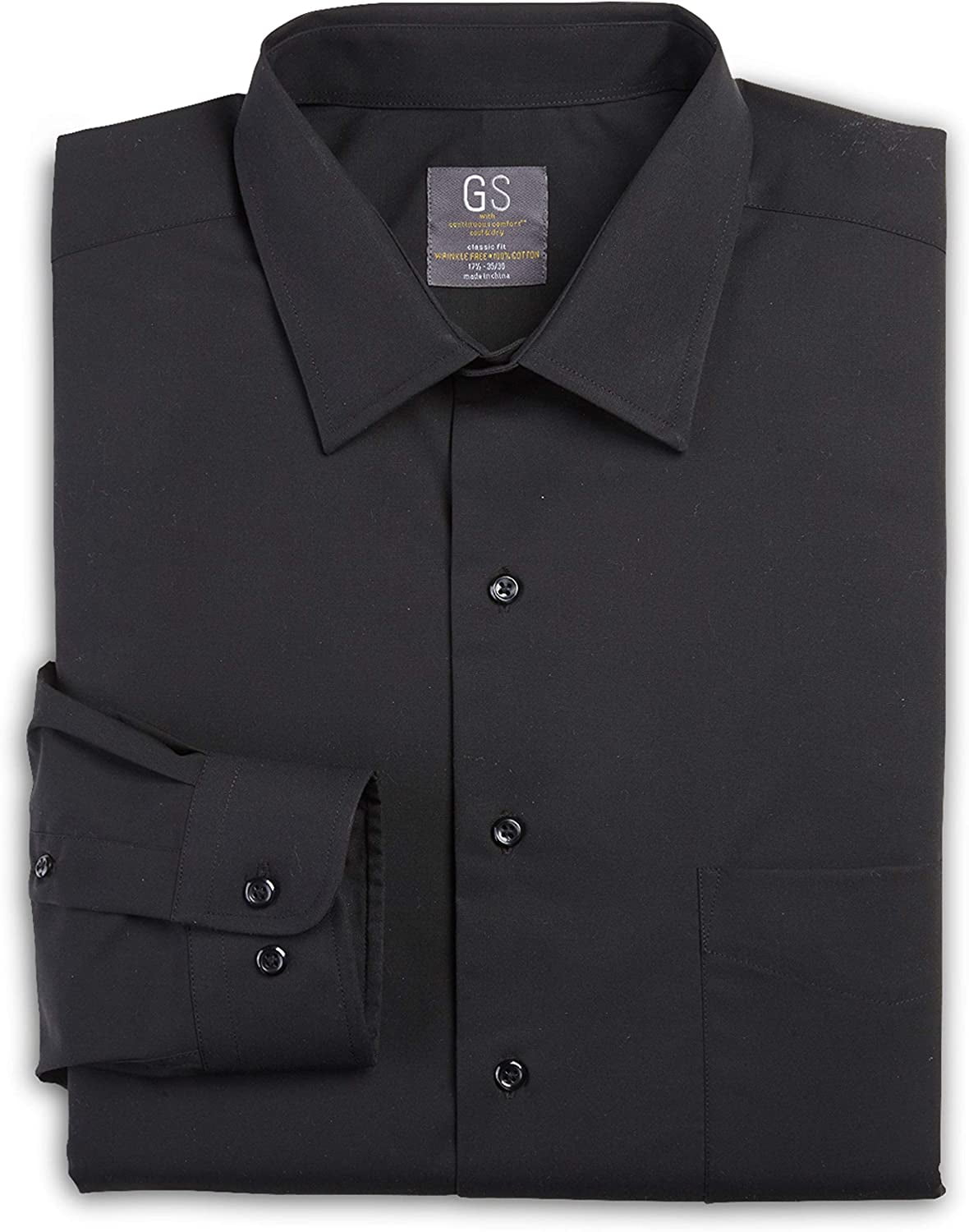 Gold Series by DXL Men's Big & Tall Broadcloth Dress Shirt, Black, 21 X