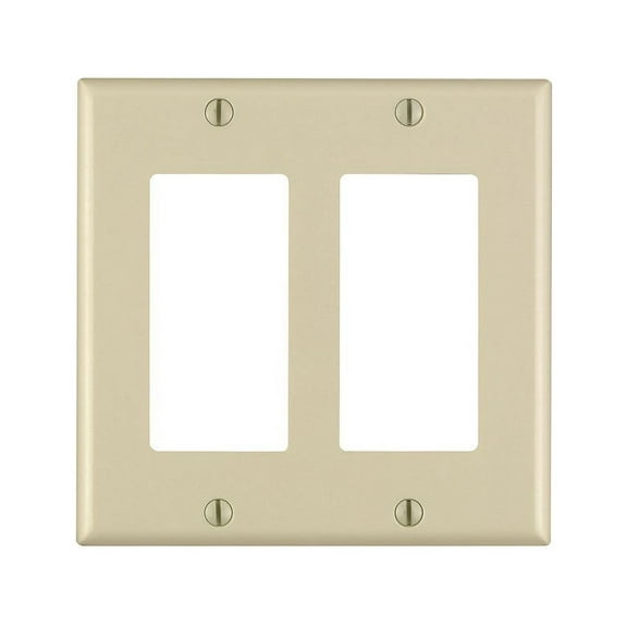 Leviton 80409-I 2-Gang Decora/GFCI Device Wallplate, Standard Size, Thermoset, Device Mount, Ivory