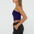 thumbnail image 4 of Womens Tops Tube Tops Strapless Crop Tops Basic Backless Sleeveless Bandeau Cute Summer Outfits Sexy Solid Tops Tank Top for Women Plus Size Tops for Women Purple Polyester S, 4 of 7