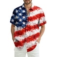 thumbnail image 3 of Men's American 250Th Anniversary Art Print Hawaiian Shirt 1776-2026 Patriotic Tee with America Script and Starburst Rays Vermilion L, 3 of 8