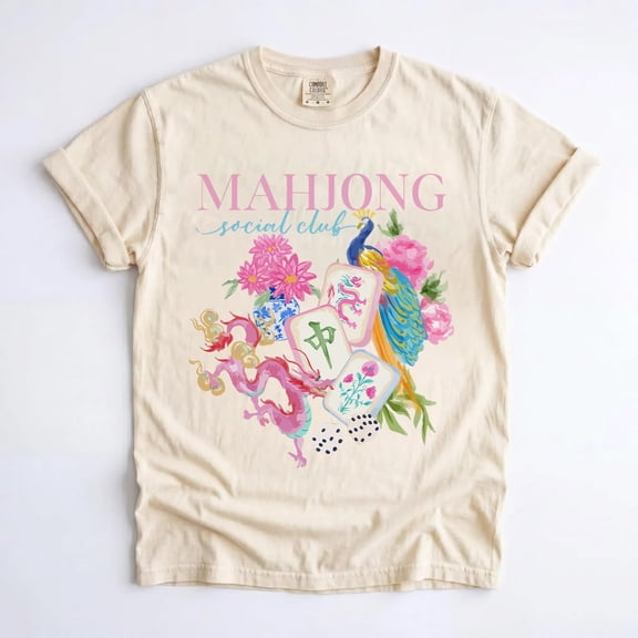 Mahjong Social Club Graphic T-Shirt, Funny Mahj Game Night Tee, Mahjong Player Gift