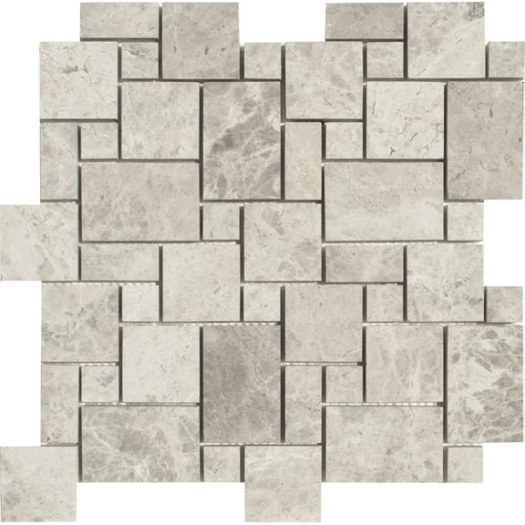 Mini Pattern Silver Shadow Honed Marble Mosaic Tile