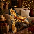 thumbnail image 3 of Red Fox Under Golden Moon Mystical Night Scene Calm Celestial Style Kids Christmas Gift Soft Flannel Blanket For Living Room Bedroom Home Decor, 3 of 9