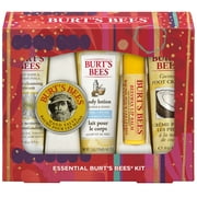 Burt's Bees Essential Everyday Holiday Gift Set, 5 Travel Size Products - Deep Cleansing Cream, Hand Salve, Body Lotion, Foot Cream And Lip Balm