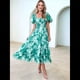 thumbnail image 5 of Vestido Midi Informal de Verano para Mujer, de Corta, Abullonado, con Cuello Cuadrado y Volantes Escalonados Flores L, 5 of 7