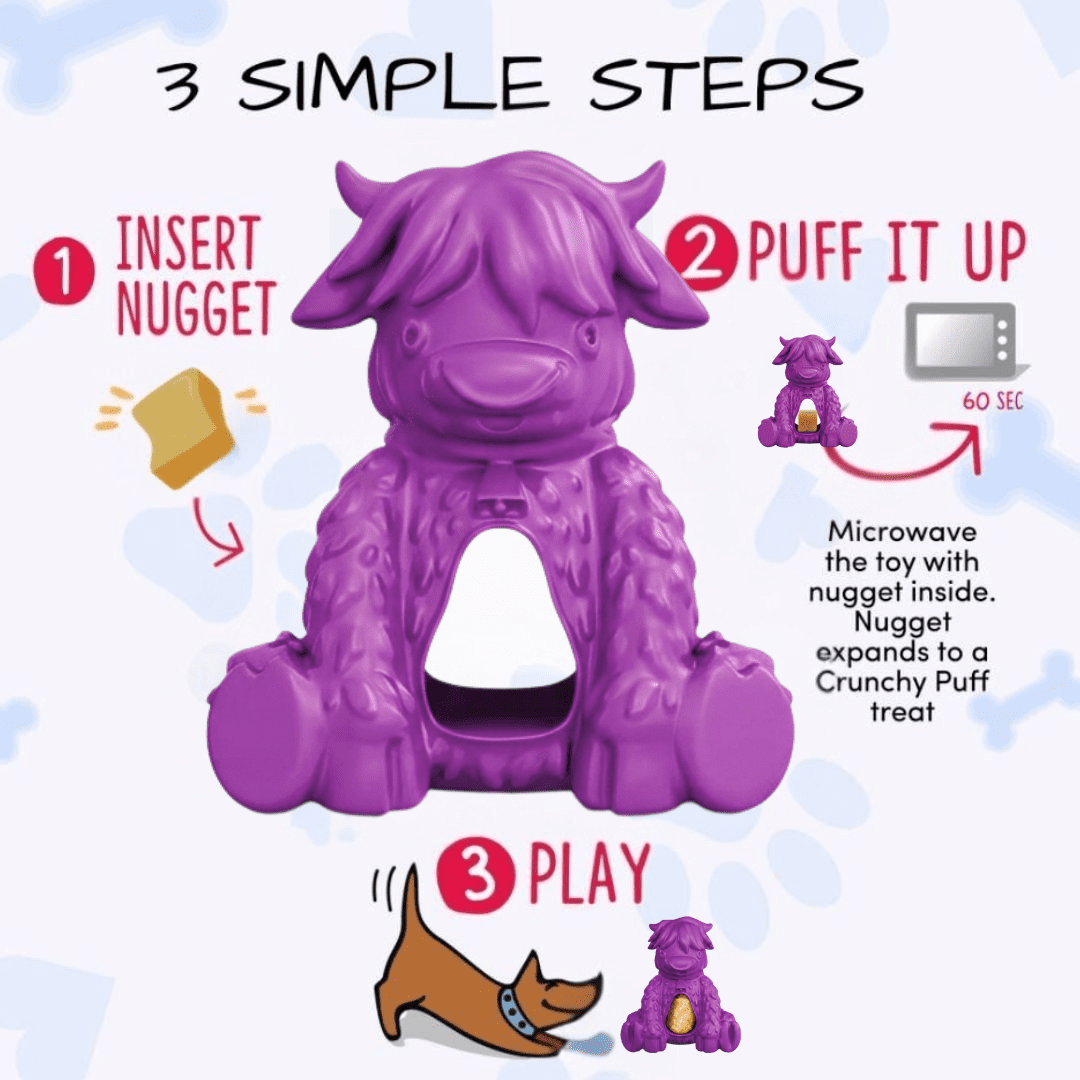 Yeti Dog Chew Treat Dispensing Yak Puff and Play Dog Toy, Purple