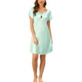 thumbnail image 2 of INSPIRE CHIC Women's Pajama Dress Satin Sleepwear Nightshirt Soft Lounge Nightgowns L Light Blue, 2 of 5