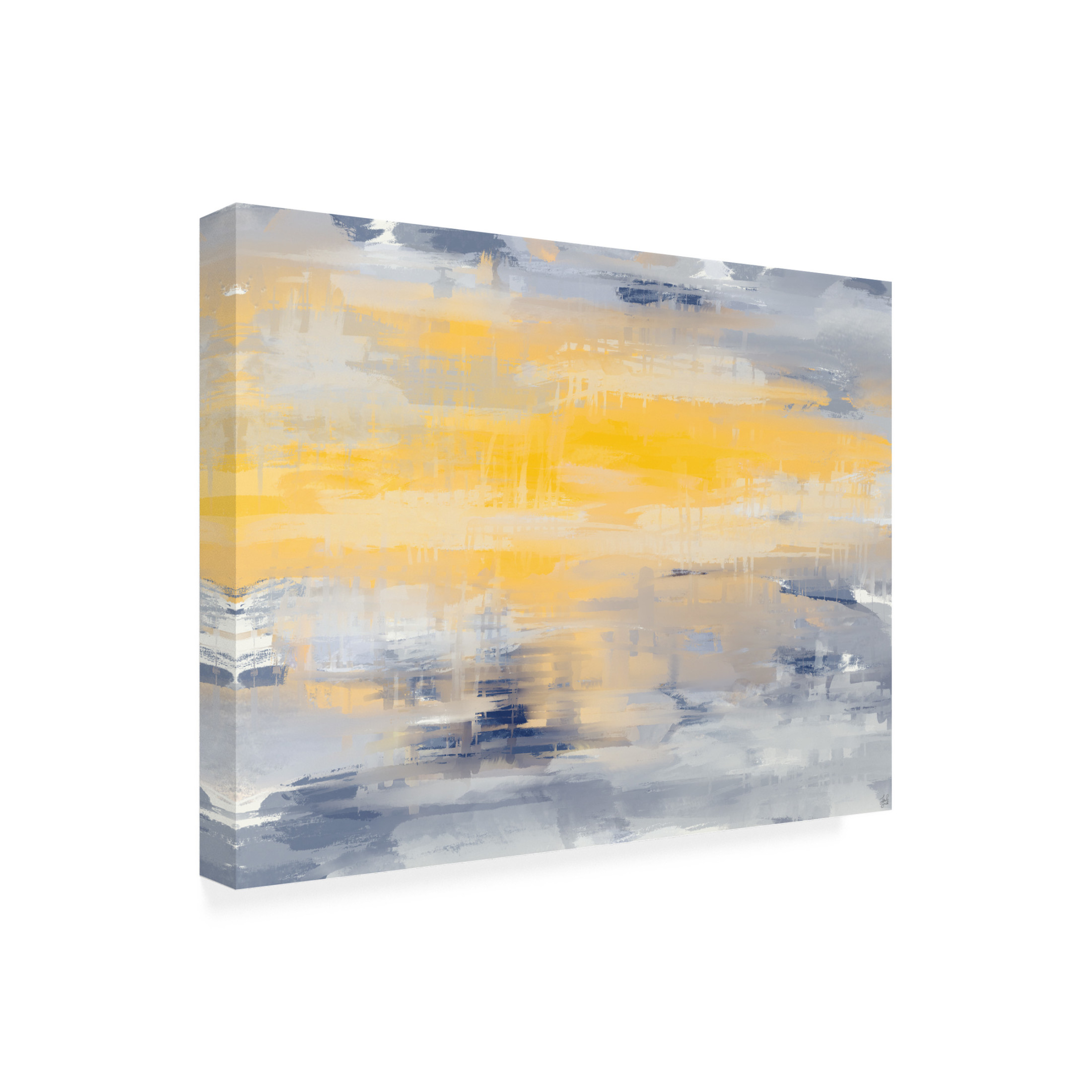 Canvas Wall Art - Line and Brush 'Bold And Gold 1' Wall Art for Living Room, Bedroom, or Office Décor by Trademark Fine Art - 24 x 18 Inches