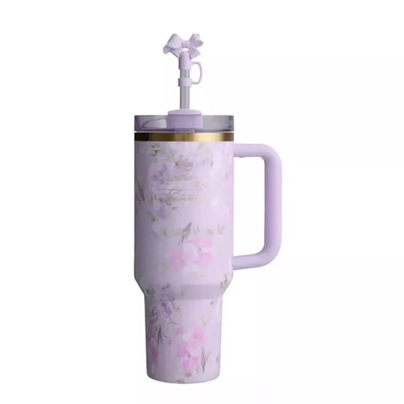 LILELIS Cup Stainless Steel Double Insulated Cup 40Oz Automobile Cup with Handle Bingba Cup Gray One Size