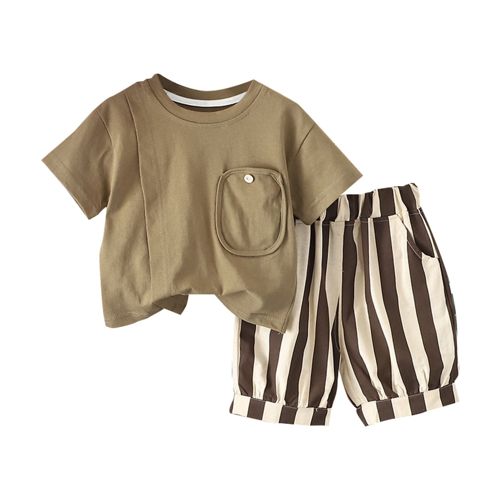 Big Kid Boys Clothes Baby Boy Shirt Set Summer Boys Short Sleeve Boys Short Sleeve Casual Vertical Bar Shorts Suit Cute Style Kid Clothing A 4 5