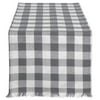 DII Grey Heavyweight Check Fringed Table Runner, 72 x 14 , 100% Cotton