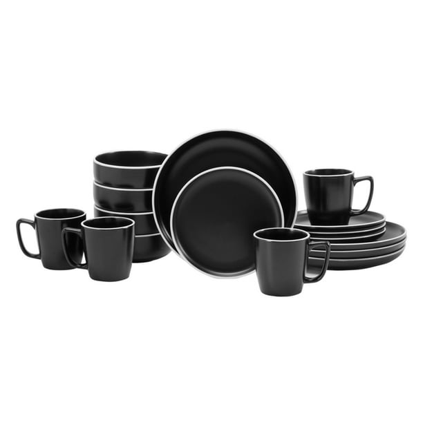 Vajilla de Ceramica Crown Baccara 16 piezas para 4 personas COUPE NEGRO Bodega Aurrera en linea