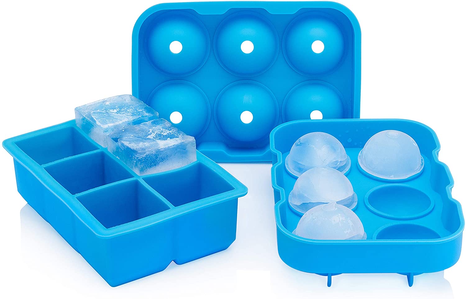 2 Inch Round Big Ice Ball Mold Maker + 2 Inch Large Square Ice Cube