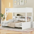 thumbnail image 3 of Euroco Twin XL over Queen Bunk Bed with Functional Cabinet and USB Charging Station for Kids Teens, White, 3 of 15