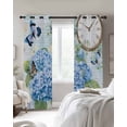 thumbnail image 3 of Blue Vintage Hydrangea Blackout Curtains 45 Inches Long for Bedroom, Spring Rustic Clock Butterfly Thermal Insulated Room Darkening Black Out Window Curtain Panels Grommet Drapes for Living Room, 3 of 8