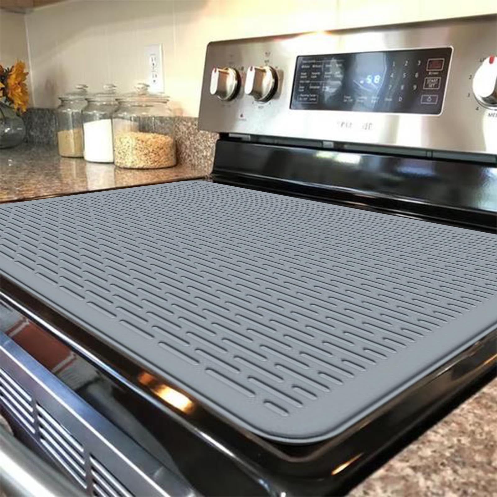 Silicone Stove Top Cover – Heat Resistant Stove Mat for Glass Cooktop, Non Slip Kitchen Counter Protector & Dish Drying Mat for Electric Stove Protection