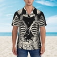 thumbnail image 2 of Gukieu Skeletons Love Flowers Print Men's Short-sleeved Shirts, Button-down Lapel Hawaiian Shirts, T-shirts, Beach Vacation Summer Casual Wear,X-Large, 2 of 7