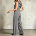 thumbnail image 4 of ASDFVBKG One Piece Jumpsuits for Women Dressy Casual Sleeveless V Neck Wide Leg Rompers Jumpers Vacation Summer Outfits Gray S, 4 of 6