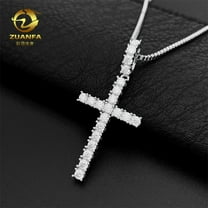 Cross Pendant, 925 Silver, 3mm D-Color VVS Moissanite Necklace, Outshines Diamond Pendant