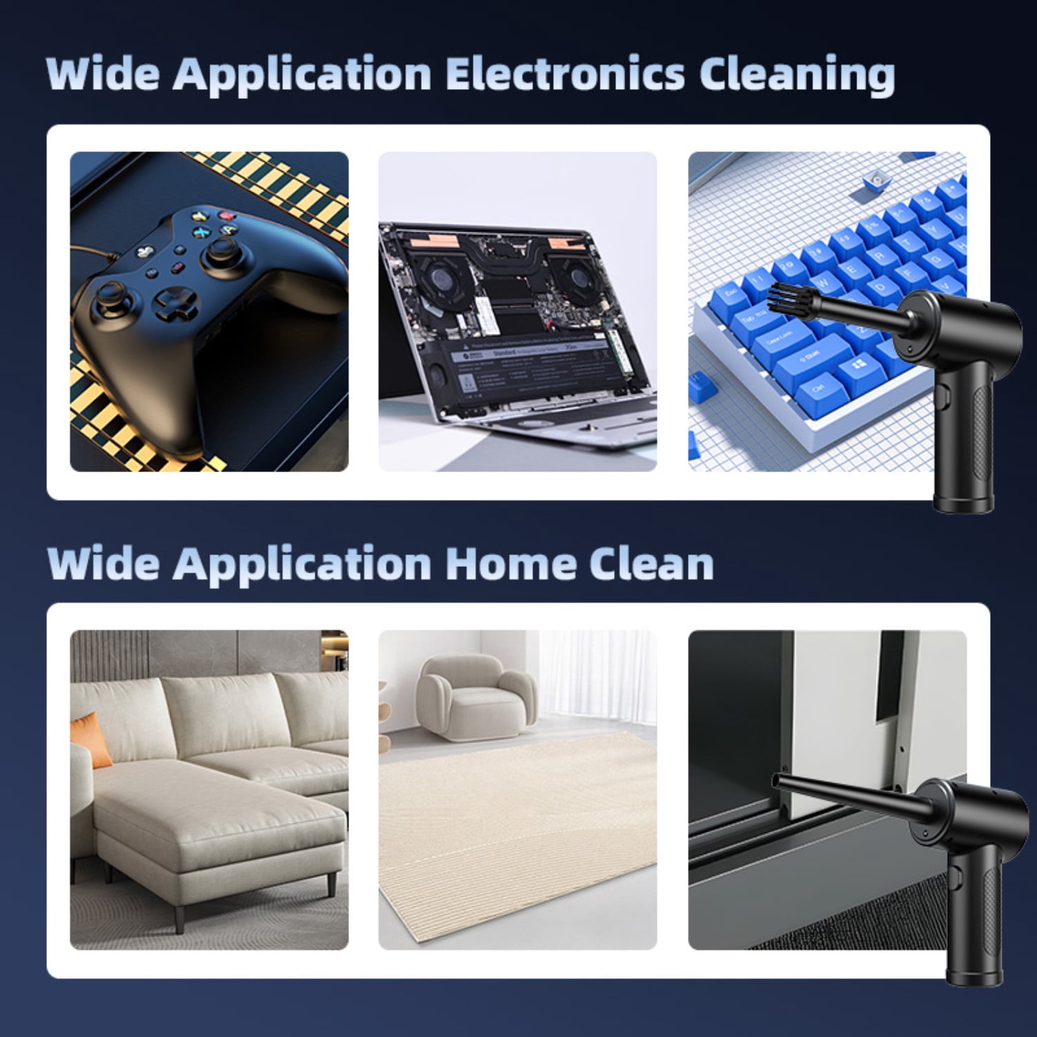 Electric Air Duster with LED Light Rechargeable Cordless Blower for Keyboard, Outdoor, House and Car